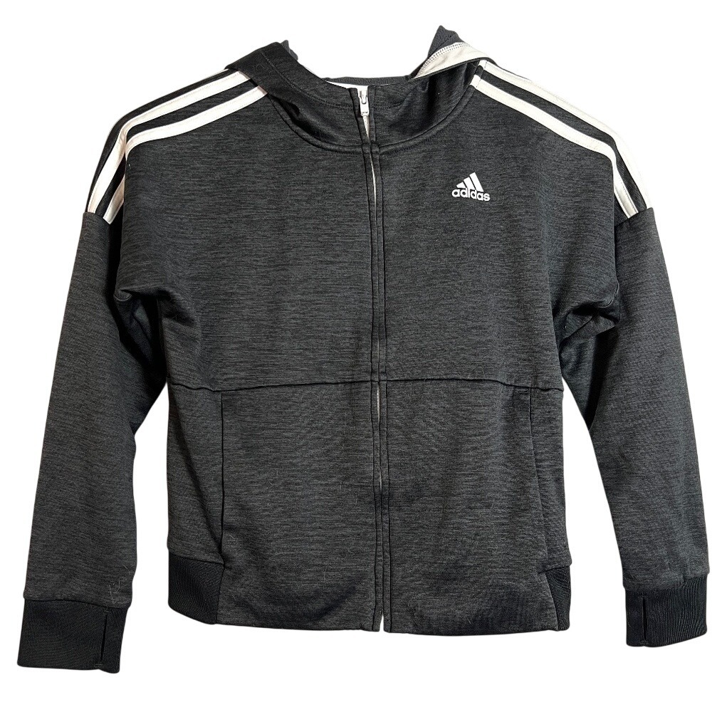 Adidas Boys Youth Track Jacket Black White Size M (10/12)